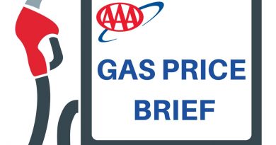 AAA's logo for their gas price brief